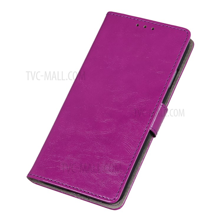 Crazy Horse Texture Wallet Leather Phone Case for Huawei Y7P/P40 Lite E - Purple-7