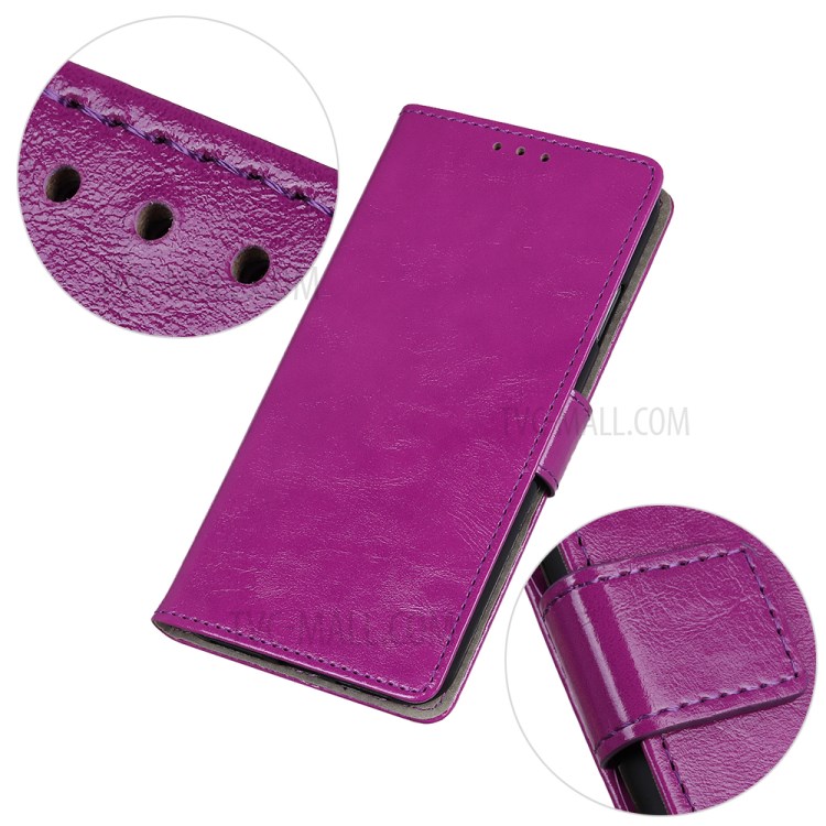 Crazy Horse Texture Wallet Leather Phone Case for Huawei Y7P/P40 Lite E - Purple-8