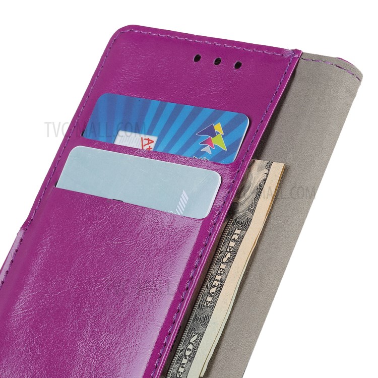 Crazy Horse Texture Wallet Leather Phone Case for Huawei Y7P/P40 Lite E - Purple-9