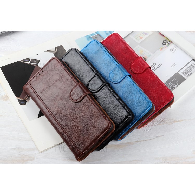 Louco Pele Cavalo Couro Rachado Caso Shell Telefone Celular Aleta Para P40 Huawei - Preto-11