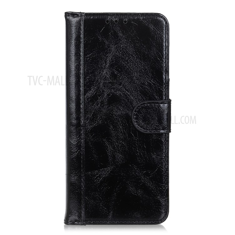 Crazy Horse Wallet Leather Flip Protector Cell Phone Cover for Huawei P40 Pro - Black-2