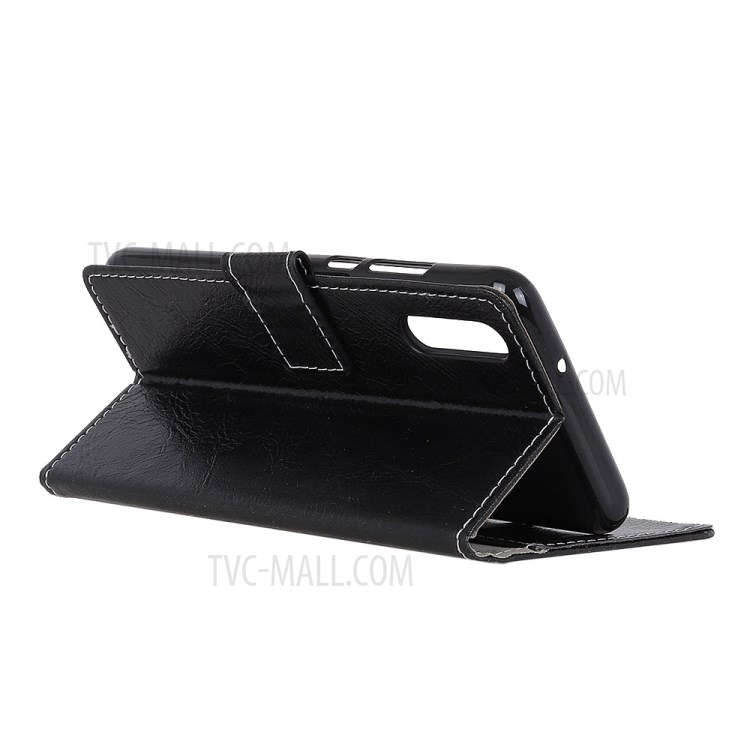 Crazy Horse Leather Wallet Stand Case for Huawei Enjoy 10e - Black-3