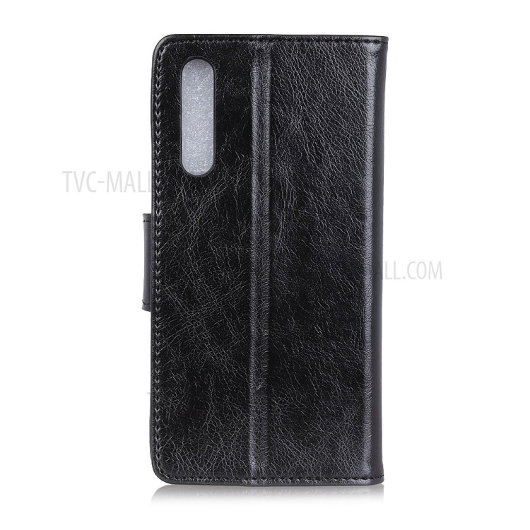 Split Leather Wallet with Stand Covering for Huawei Y7 (2020)/Enjoy 10 - Black-10