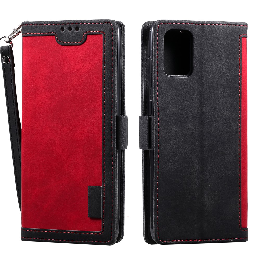 Élégant Coque en Cuir Épissant Rétro Pour Huawei P40 Pro - Rouge-2