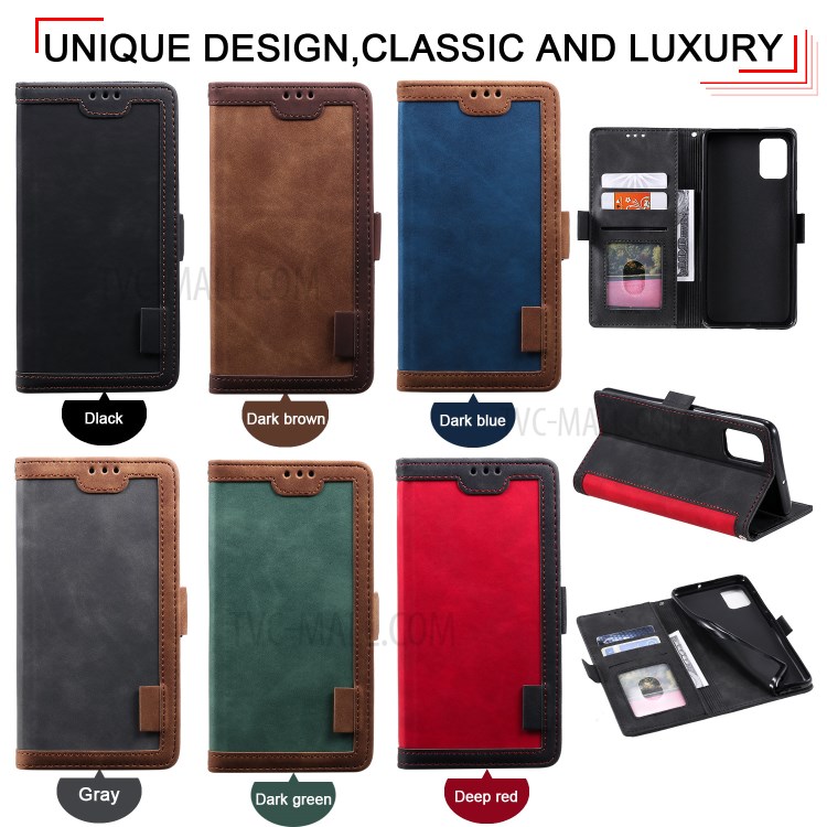 Vintage Splicing Style Wallet Stand Leather Cell Phone Casing for Huawei P40 -  Red-12