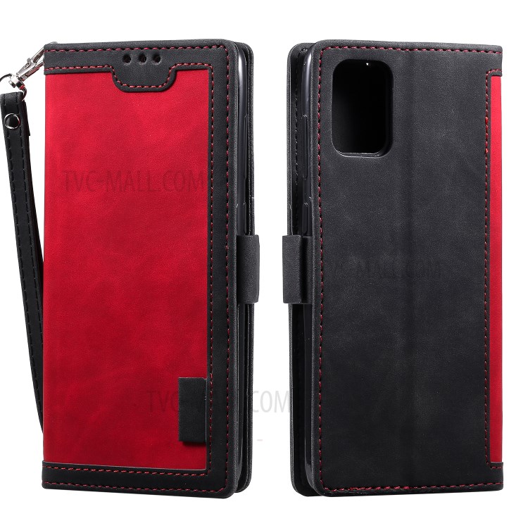 Vintage Splicing Style Wallet Stand Leather Cell Phone Casing for Huawei P40 - Red-2