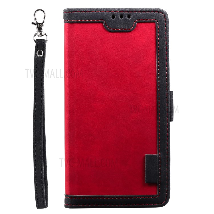 Vintage Splicing Style Wallet Stand Leather Cell Phone Casing for Huawei P40 -  Red-3