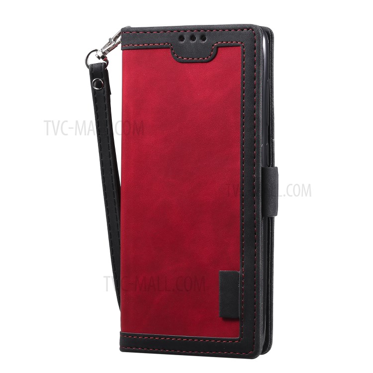 Vintage Splicing Style Wallet Stand Leather Cell Phone Casing for Huawei P40 -  Red-4