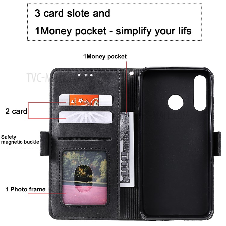 Vintage Splicing Style Wallet Stand Leather Flip Case for Huawei P30 Lite - Black-11