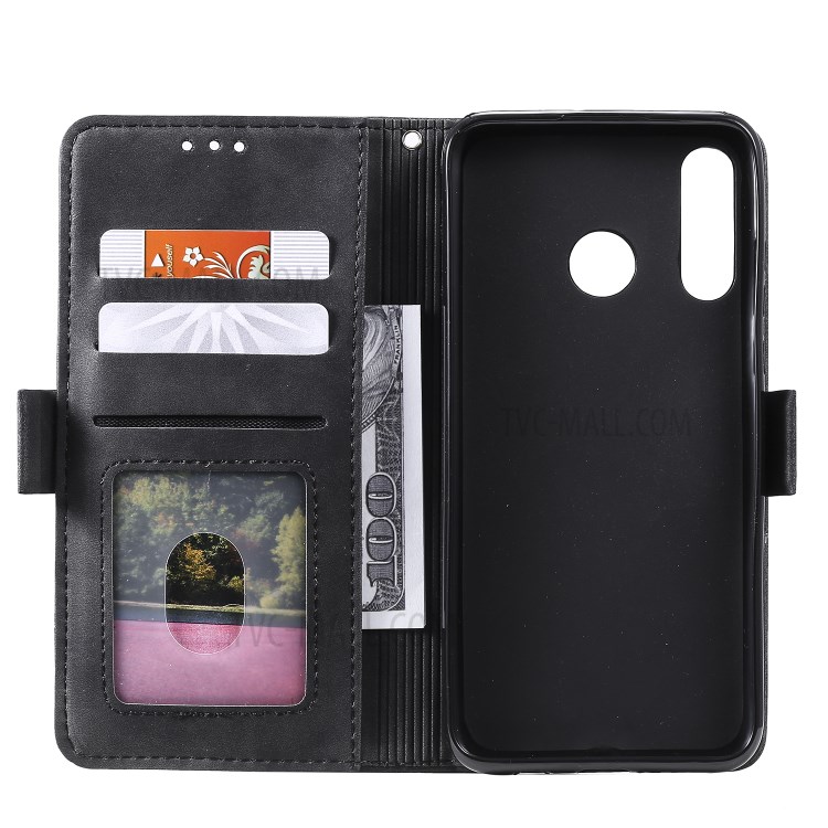 Vintage Splicing Style Wallet Stand Leather Flip Case for Huawei P30 Lite - Black-6