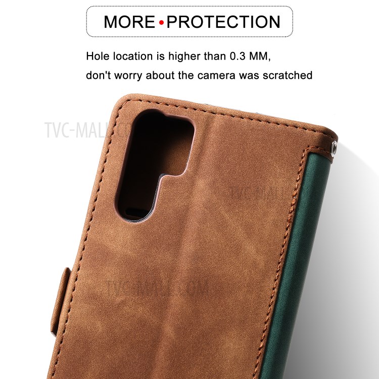 Vintage Splicing Style Wallet Stand Leather Flip Phone Cover for Huawei P30 Pro - Grey-10