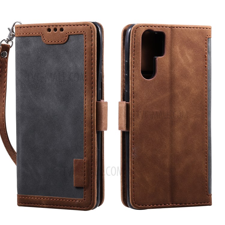 Vintage Splicing Style Wallet Stand Leather Flip Phone Cover for Huawei P30 Pro - Grey-2