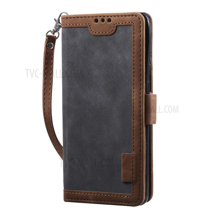 Vintage Splicing Style Wallet Stand Leather Flip Phone Cover for Huawei P30 Pro - Grey-4