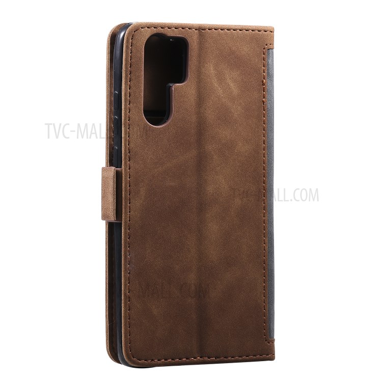 Vintage Splicing Style Wallet Stand Leather Flip Phone Cover for Huawei P30 Pro - Grey-5