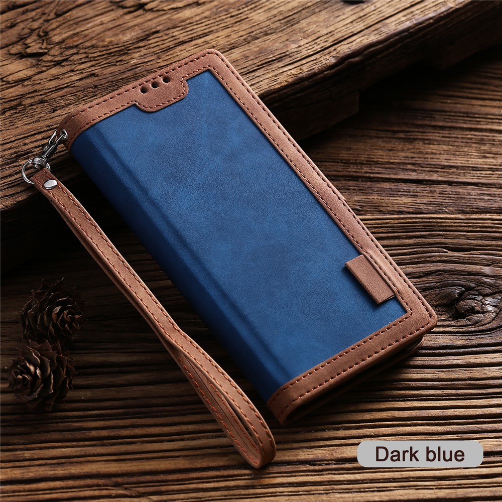 Vintage Splicing Design Brieftasche Stand Leder Telefon Fall Shell Für Huawei Y7 (2019) - Blau