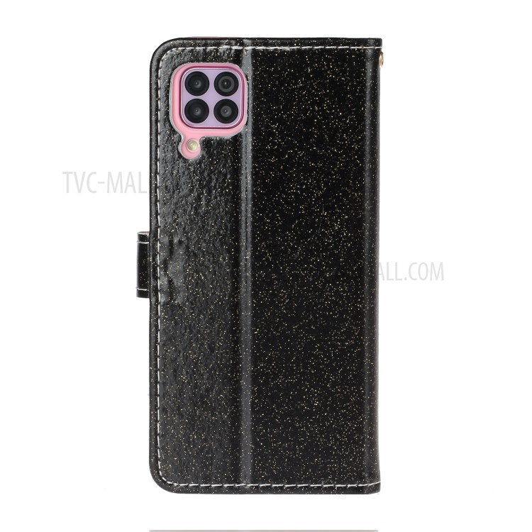 Flash-Pulver Mappenleder Ständer Fall Für Huawei P40 Lite / Nova 7i / Nova 6 SE - Schwarz-3