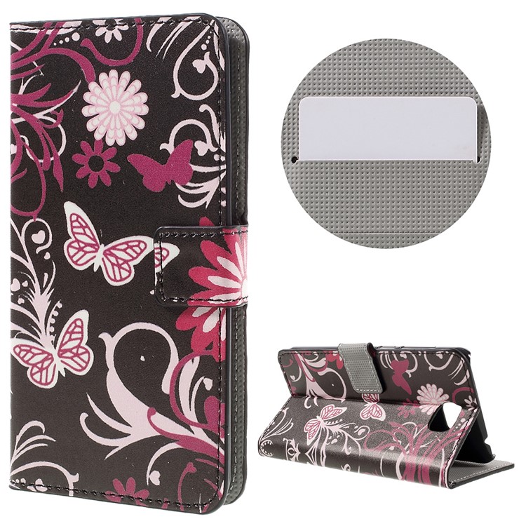 Stylish Patterned Leather Wallet Stand Cover for Huawei Y5II / Y5 II - Floral Butterfly-1