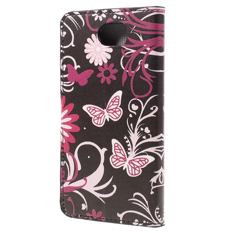 Stylish Patterned Leather Wallet Stand Cover for Huawei Y5II / Y5 II - Floral Butterfly-2