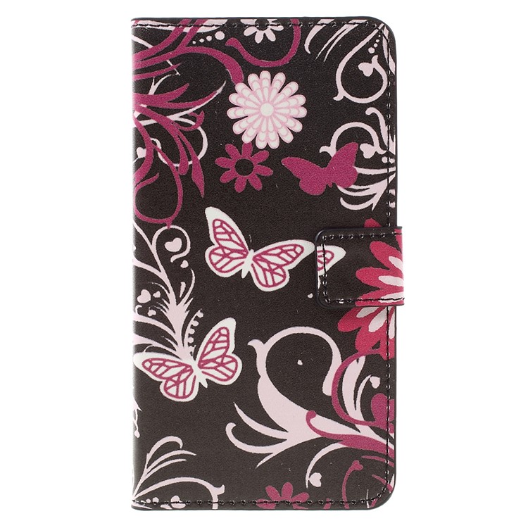 Stylish Patterned Leather Wallet Stand Cover for Huawei Y5II / Y5 II - Floral Butterfly-3