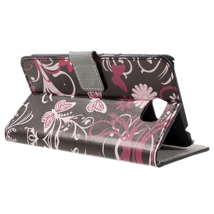 Stylish Patterned Leather Wallet Stand Cover for Huawei Y5II / Y5 II - Floral Butterfly-4