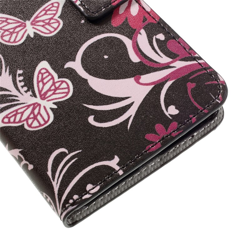 Stylish Patterned Leather Wallet Stand Cover for Huawei Y5II / Y5 II - Floral Butterfly-7