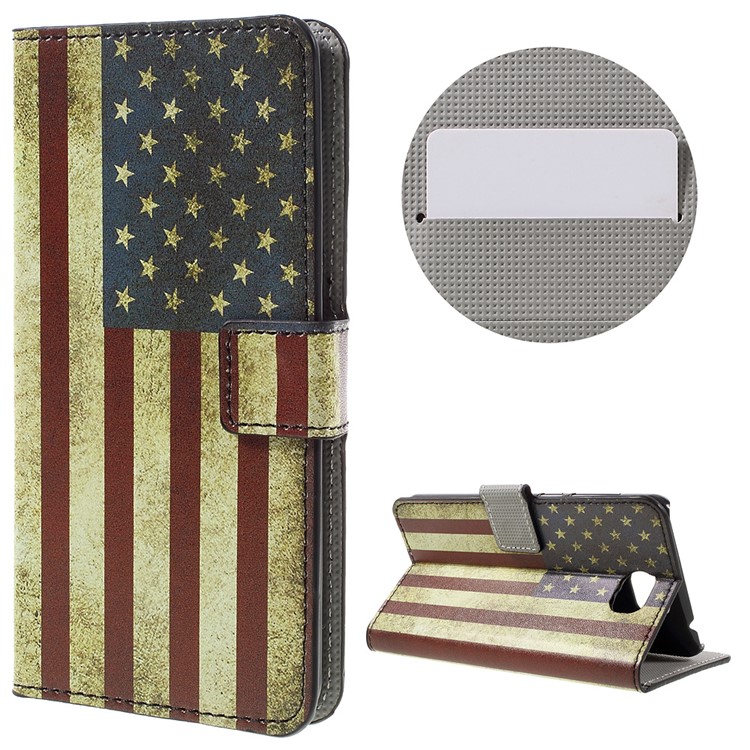 Stylish Illustration Leather Folio Phone Case for Huawei Y5II / Y5 II - Retro US Flag-1