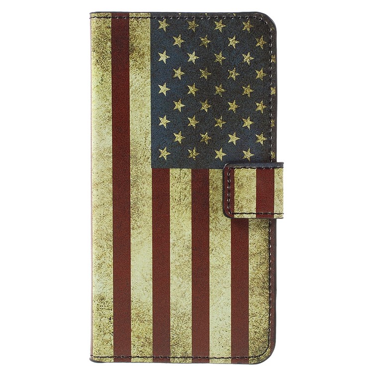 Stylish Illustration Leather Folio Phone Case for Huawei Y5II / Y5 II - Retro US Flag-3
