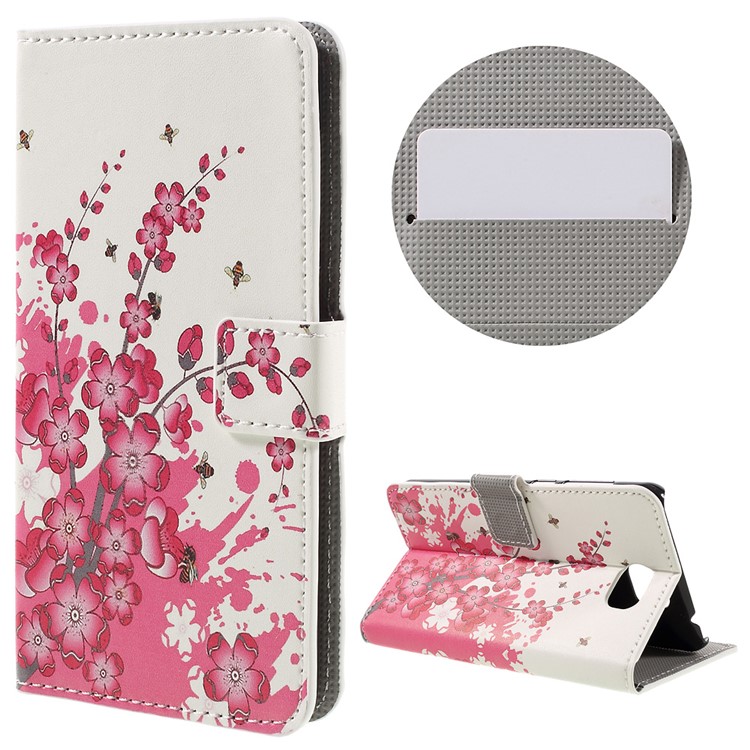 Stylish Patterned Stand Leather Wallet Case for Huawei Y5II / Y5 II - Plum Blossom-1