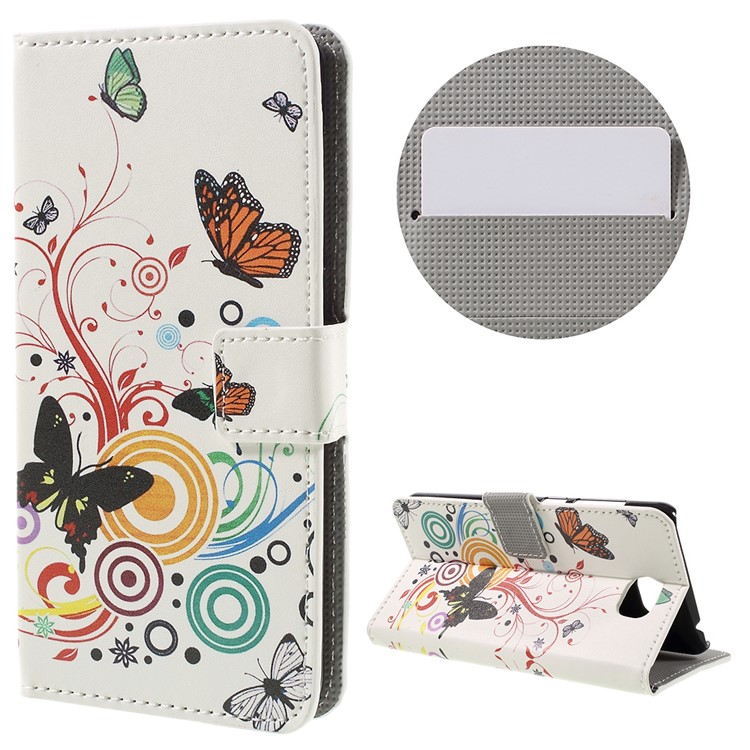 Stylish Pattern Printing Leather Folio Cover for Huawei Y5 II / Y5II - Butterflies and Circles-1