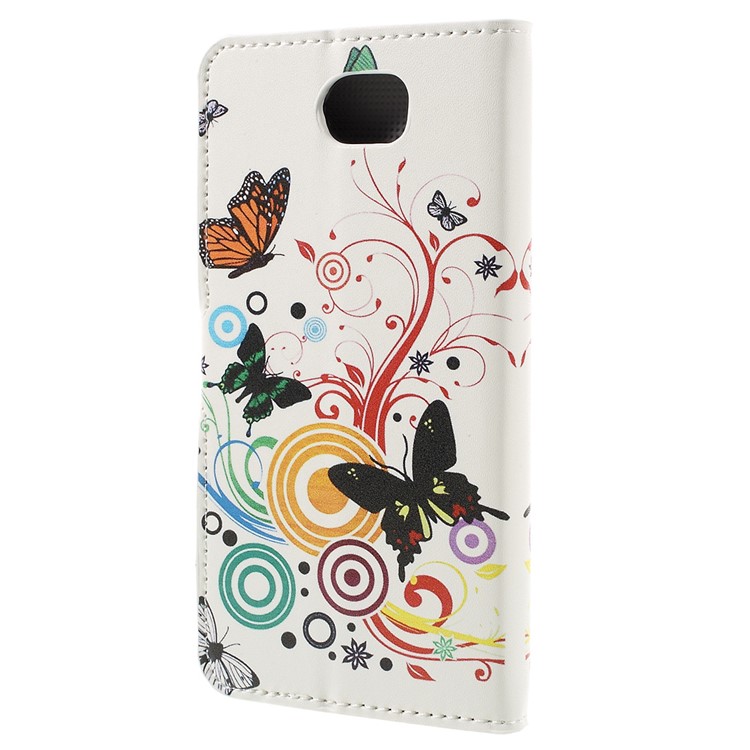 Stylish Pattern Printing Leather Folio Cover for Huawei Y5 II / Y5II - Butterflies and Circles-2