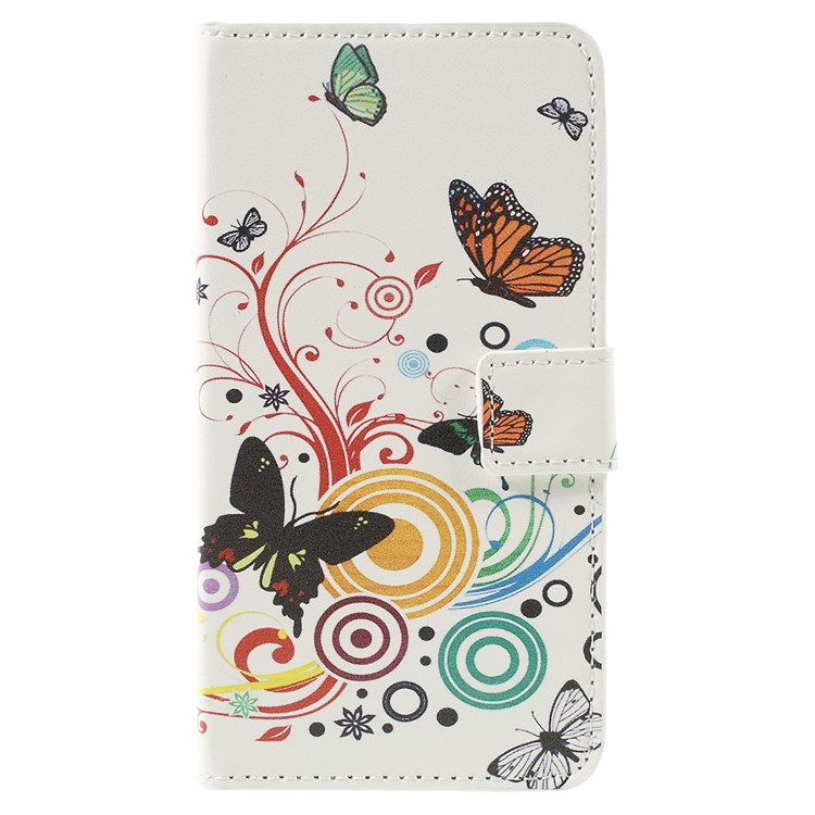 Stylish Pattern Printing Leather Folio Cover for Huawei Y5 II / Y5II - Butterflies and Circles-3