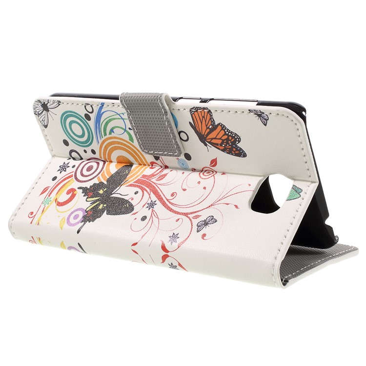 Stylish Pattern Printing Leather Folio Cover for Huawei Y5 II / Y5II - Butterflies and Circles-4