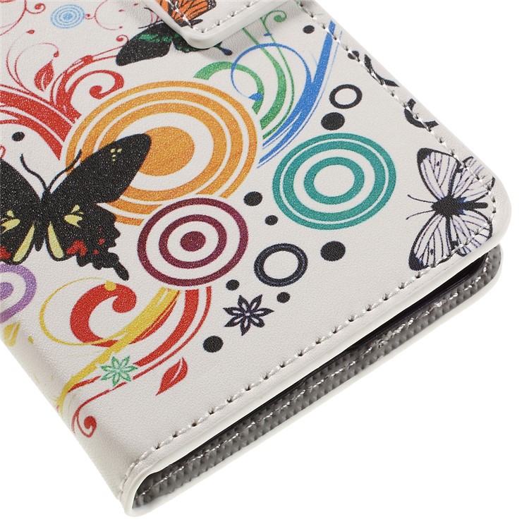 Stylish Pattern Printing Leather Folio Cover for Huawei Y5 II / Y5II - Butterflies and Circles-7