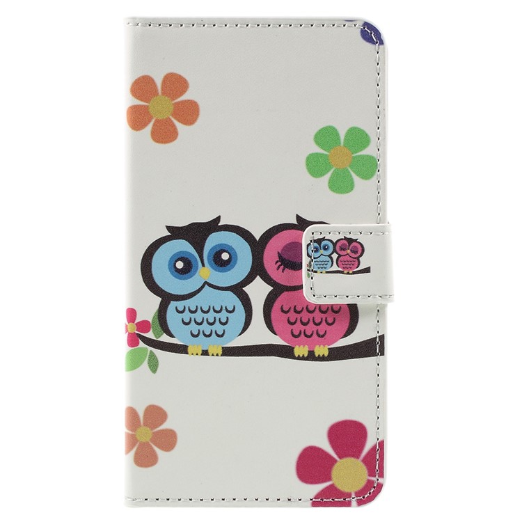 Stylish Patterned Leather Protector Cover for Huawei Y5II / Y5 II - Owl Couple-3
