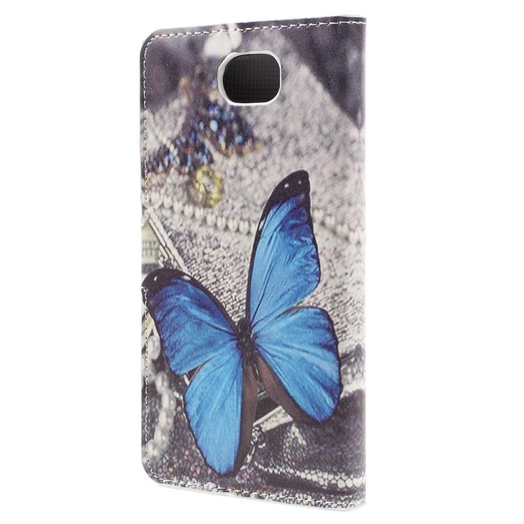 Stylish Patterned PU Leather Wallet Case for Huawei Y5II / Y5 II - Blue Butterfly-2