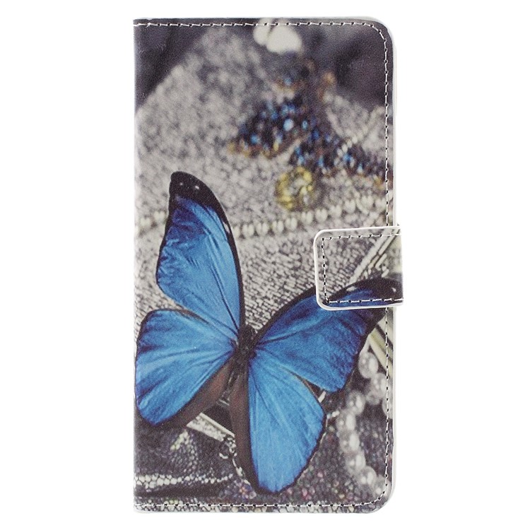 Stylish Patterned PU Leather Wallet Case for Huawei Y5II / Y5 II - Blue Butterfly-3