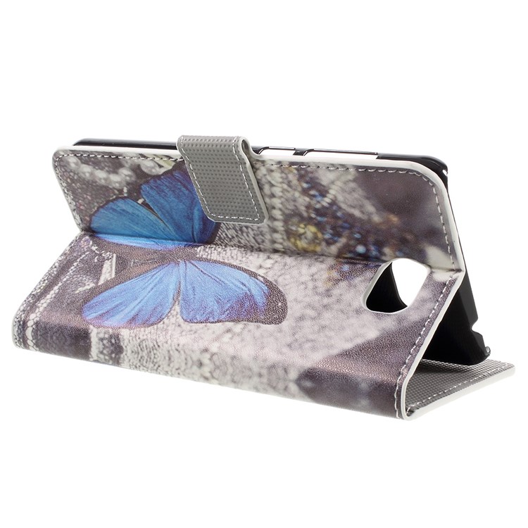Stylish Patterned PU Leather Wallet Case for Huawei Y5II / Y5 II - Blue Butterfly-4