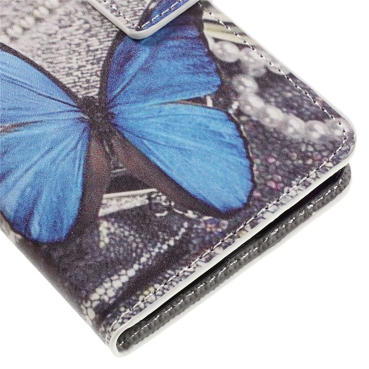 Stylish Patterned PU Leather Wallet Case for Huawei Y5II / Y5 II - Blue Butterfly-7