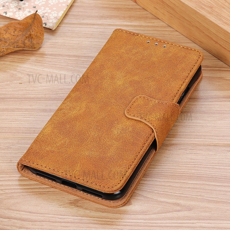 Vintage Style Split Leather Wallet Case Accessory for Huawei Enjoy 10/Y7 (2020) - Brown-10