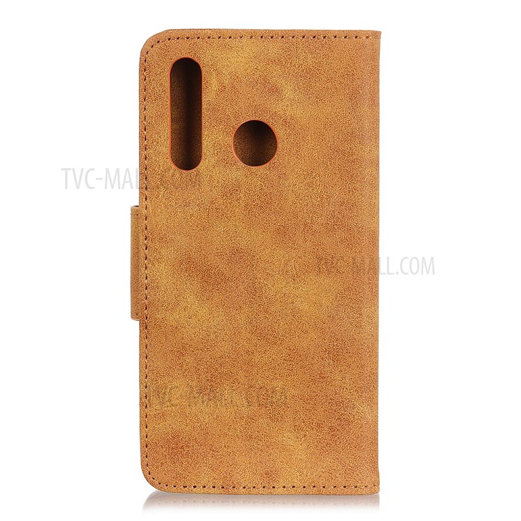 Vintage Split Leather Wallet Stand Protection Case for Huawei P40 lite E/Y7p - Brown-10