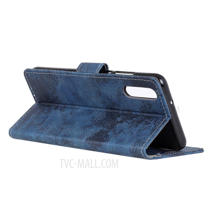 Vintage Style Leather Wallet Case for Huawei Enjoy 10 / Y7 (2020) - Blue-4