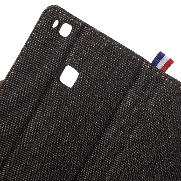 Canvas Diary Woven Texture Leather Flip Stand Case for Huawei P9 Lite/G9 Lite - Black-5