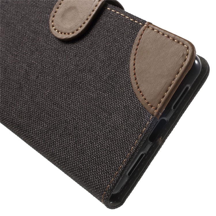 Canvas Diary Woven Texture Leather Flip Stand Case for Huawei P9 Lite/G9 Lite - Black-6