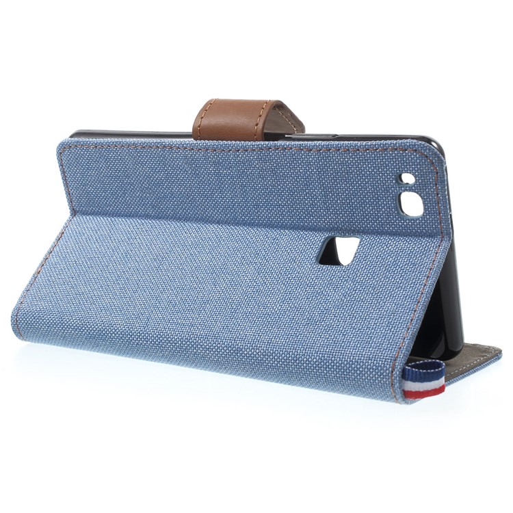 Canvas Diary Woven Texture Folio Leather Stand Case for Huawei P9 Lite/G9 Lite - Baby Blue-3