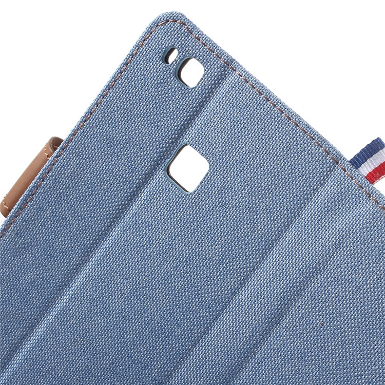 Canvas Diary Woven Texture Folio Leather Stand Case for Huawei P9 Lite/G9 Lite - Baby Blue-5