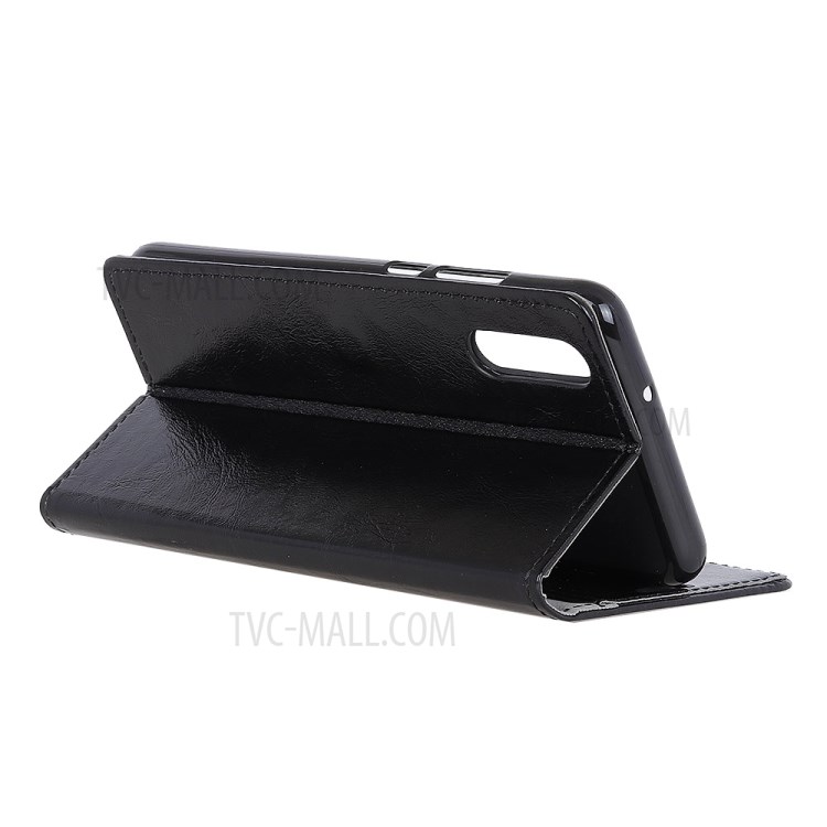 Crazy Horse Split Leather Wallet Protector Case for Huawei Enjoy 10/Y7 (2020) - Black-5