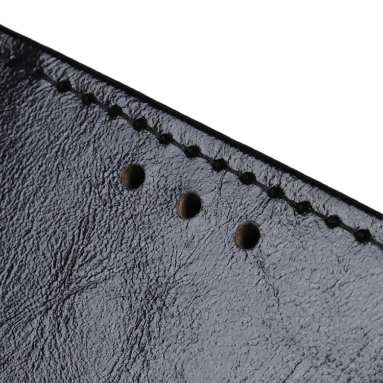 Crazy Horse Split Leather Wallet Protector Case for Huawei Enjoy 10/Y7 (2020) - Black-6