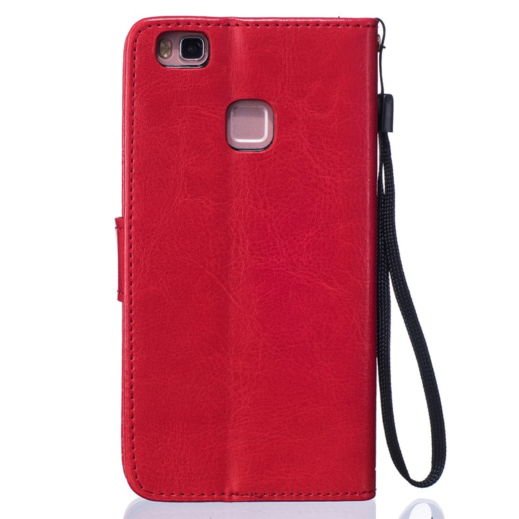 Imprint Dandelion and Lovers for Huawei P9 Lite Leather Wallet Shell - Red-2