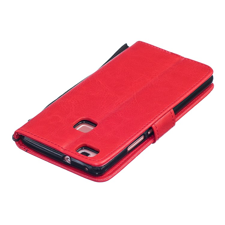 Imprint Dandelion and Lovers for Huawei P9 Lite Leather Wallet Shell - Red-4