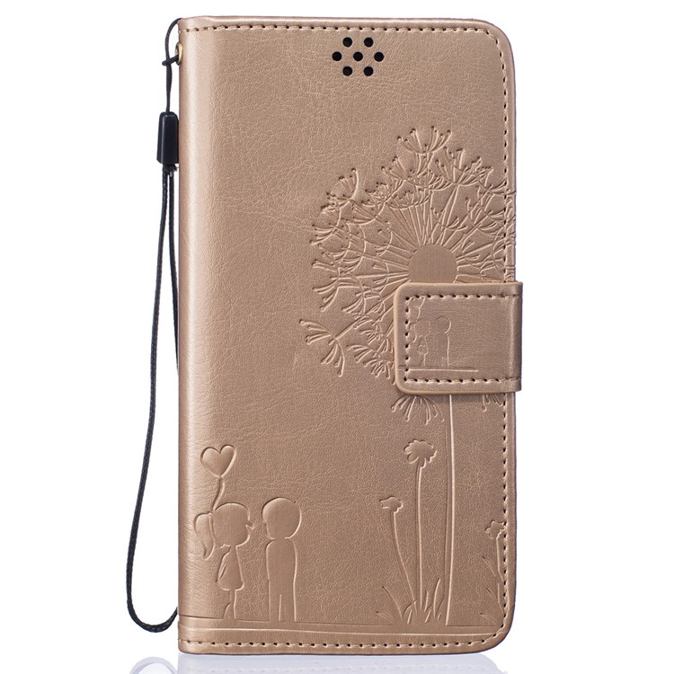 Impressum Dandelion und Lovers Leder Cover für Huawei P9 Lite - Gold-1